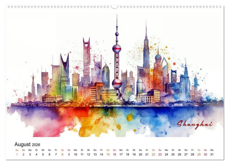 Produktbild: Skylines exklusiv (Wandkalender 2026 DIN A2 quer), CALVENDO Monatskalender