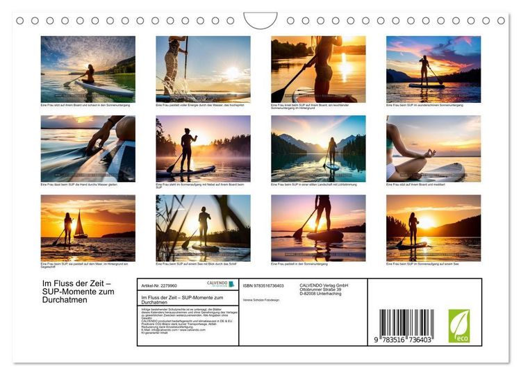Produktbild: Im Fluss der Zeit &ndash; SUP-Momente zum Durchatmen (Wandkalender 2026 DIN A4 quer), CALVENDO Monatskalender