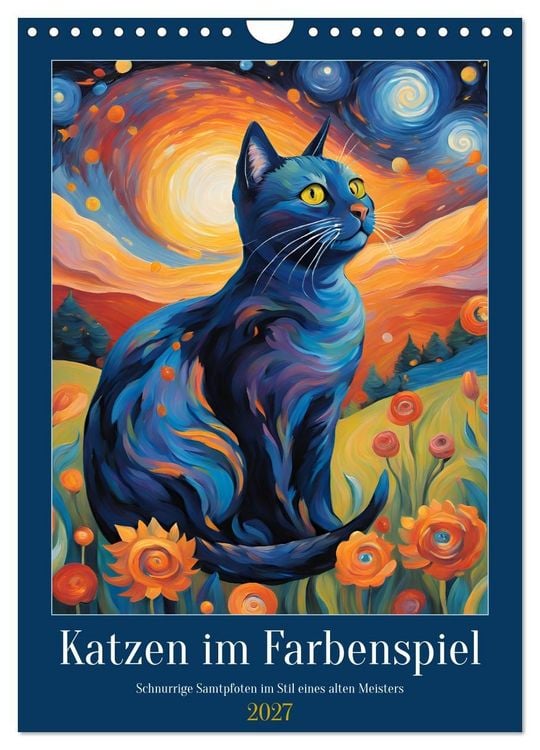 Produktbild: Katzen im Farbenspiel (Wandkalender 2027 DIN A4 hoch), CALVENDO Monatskalender