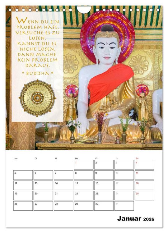 Produktbild: BUDDHAS ZITATE Buddhistische Weisheiten (Wandkalender 2026 DIN A4 hoch), CALVENDO Monatskalender