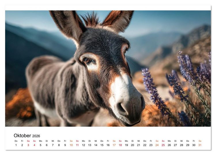 Produktbild: Esel - sanfte Seelen, gro&szlig;e Ohren (Wandkalender 2026 DIN A3 quer), CALVENDO Monatskalender