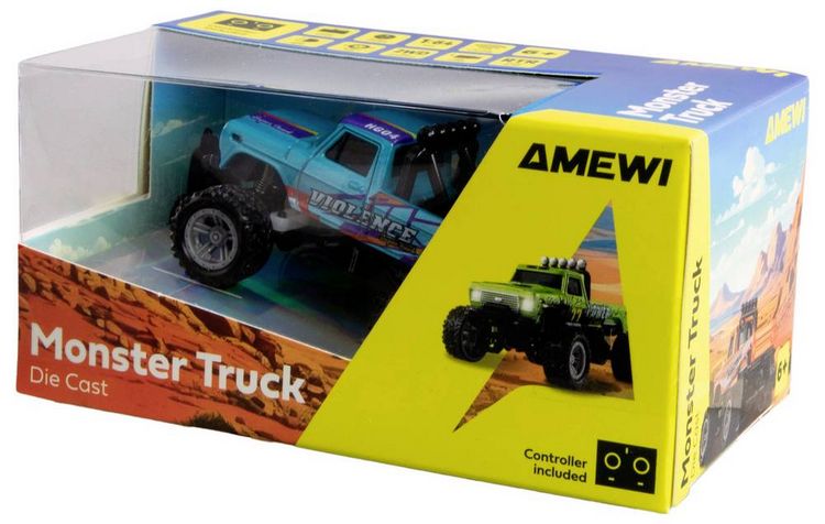 Produktbild: Amewi Brushed 1:64 RC Modellauto Elektro Monstertruck Heckantrieb (2WD) RtR 2,4 GHz inkl. Akku und Ladekabel, mit Lichteffekt