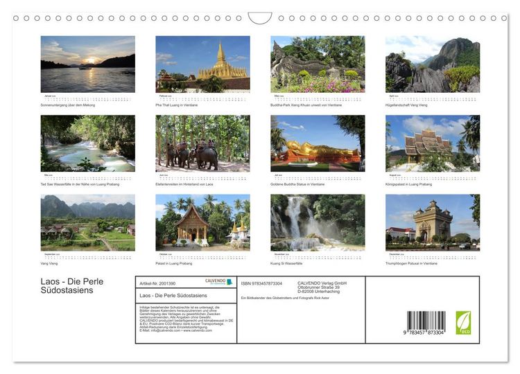 Produktbild: Laos - Die Perle S&uuml;dostasiens (Wandkalender 2026 DIN A3 quer), CALVENDO Monatskalender