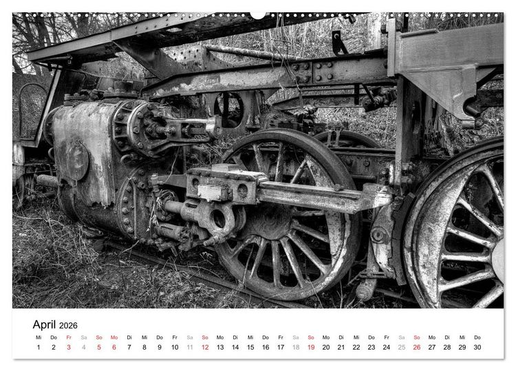 Produktbild: Unter Dampf - Eisenbahnromantik in schwarz-wei&szlig; (Wandkalender 2026 DIN A2 quer), CALVENDO Monatskalender
