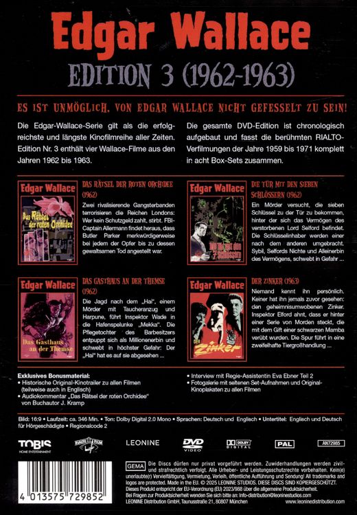 Produktbild: Edgar Wallace Edition 3 [4 DVDs]