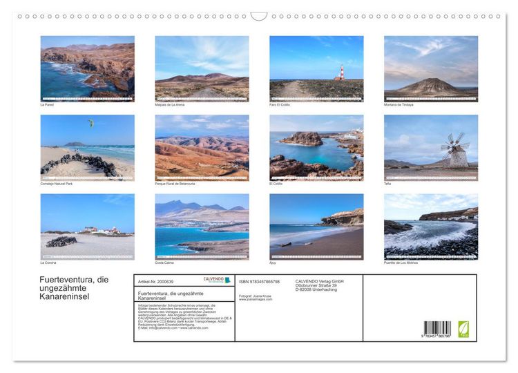 Produktbild: Fuerteventura, die ungez&auml;hmte Kanareninsel (Wandkalender 2026 DIN A2 quer), CALVENDO Monatskalender