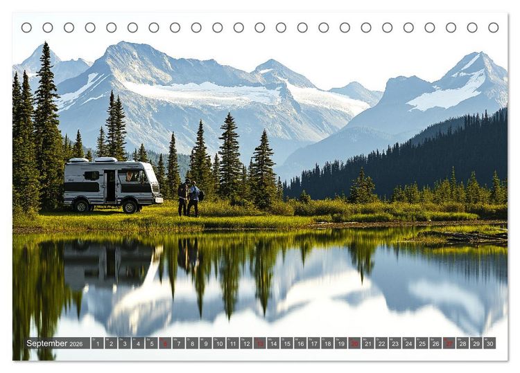 Produktbild: Abenteuer Wildcamping - Mit dem Camper um die Welt (Tischkalender 2026 DIN A5 quer), CALVENDO Monatskalender