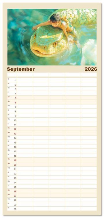 Produktbild: Familienplaner 2026 - Willkommen im Fantasieland - M&auml;rchenbilder mit 5 Spalten (Wandkalender, 21 x 45 cm) CALVENDO