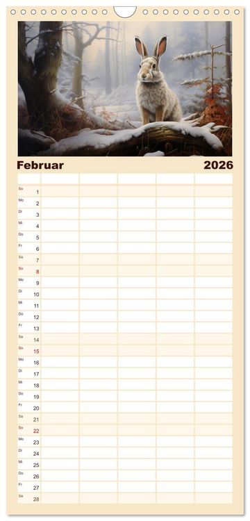 Produktbild: Familienplaner 2026 - Hasenliebe mit 5 Spalten (Wandkalender, 21 x 45 cm) CALVENDO