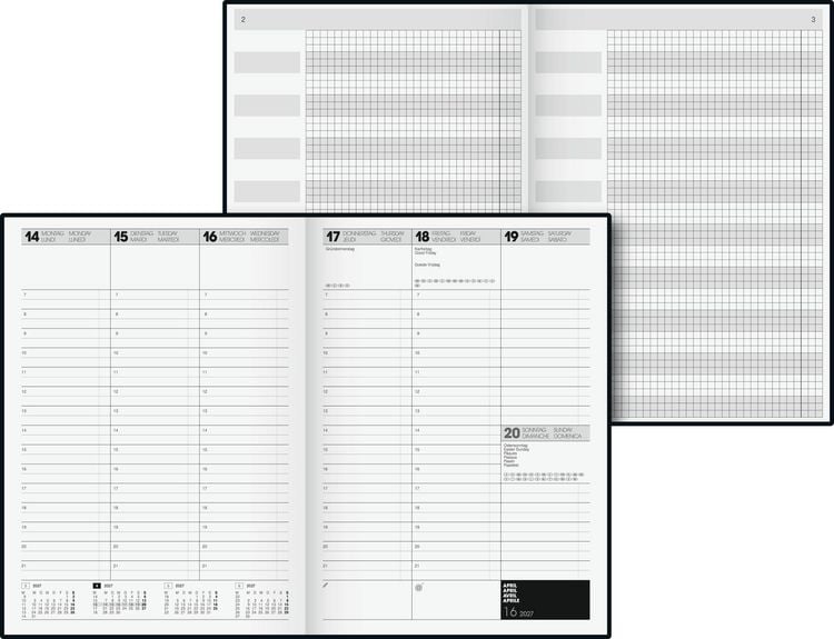 Produktbild: BRUNNEN 1072440907 Buchkalender Premium TimeCenter Mod. 724 2027 A4, Kunststoff, schwarz