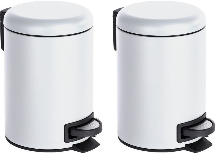 Produktbild: Kosmetik Treteimer Mod. Leman Wei&szlig; 3 L, 2er Set, Kosmetikeimer, M&uuml;lleimer