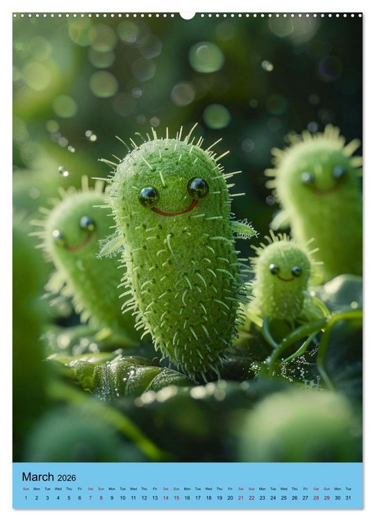Produktbild: Microbial Cuteness (High Quality Premium Wall Calendar 2026 DIN A2 portrait),CALVENDO 12 Month Wall Calendar