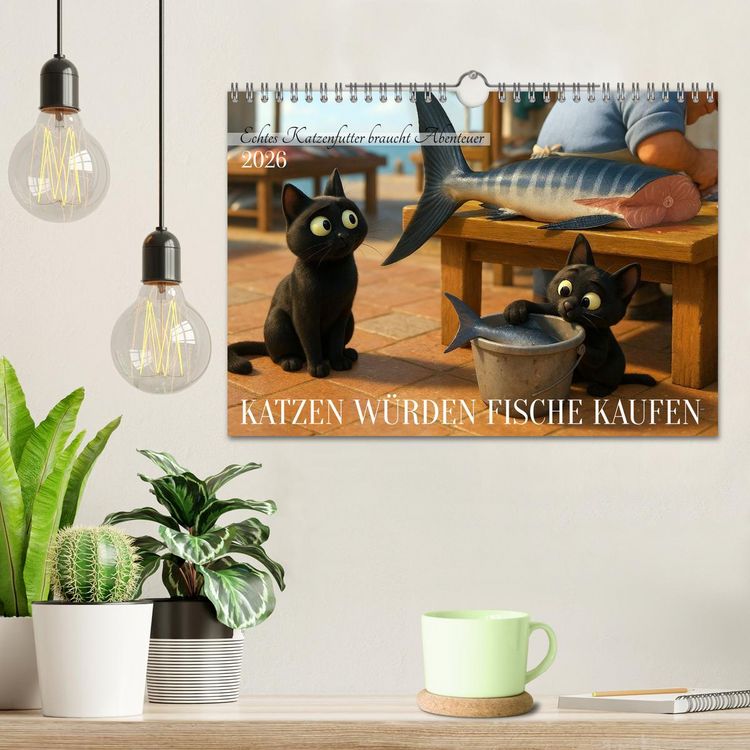 Produktbild: Katzen w&uuml;rden Fische kaufen (Wandkalender 2026 DIN A4 quer), CALVENDO Monatskalender