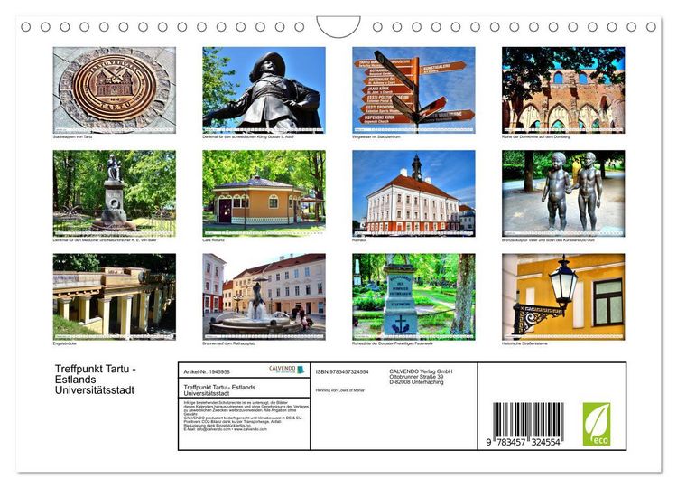 Produktbild: Treffpunkt Tartu - Estlands Universit&auml;tsstadt (Wandkalender 2026 DIN A4 quer), CALVENDO Monatskalender