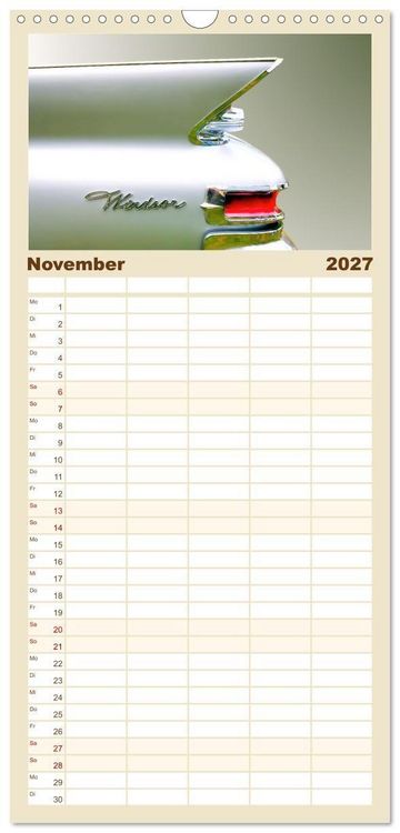 Produktbild: Familienplaner 2027 - American Dream: Heckflossen-Ikonen mit 5 Spalten (Wandkalender, 21 x 45 cm) CALVENDO