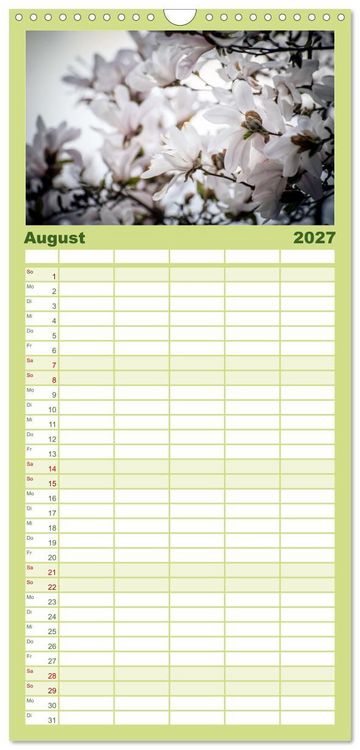 Produktbild: Familienplaner 2027 - Fr&uuml;hlingsbl&uuml;her - Farbenpracht nach dem Winter mit 5 Spalten (Wandkalender, 21 x 45 cm) CALVENDO