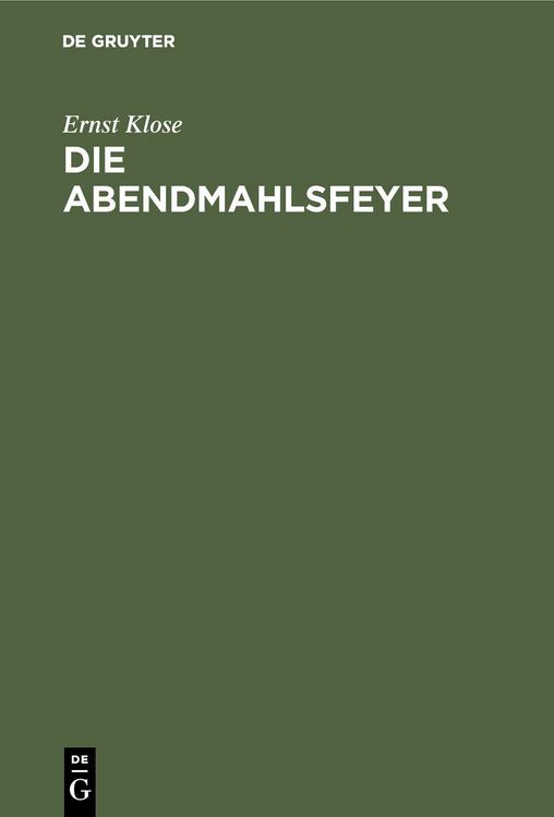 Produktbild: Die Abendmahlsfeyer