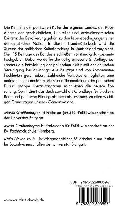Produktbild: Handw&ouml;rterbuch zur politischen Kultur der Bundesrepublik Deutschland