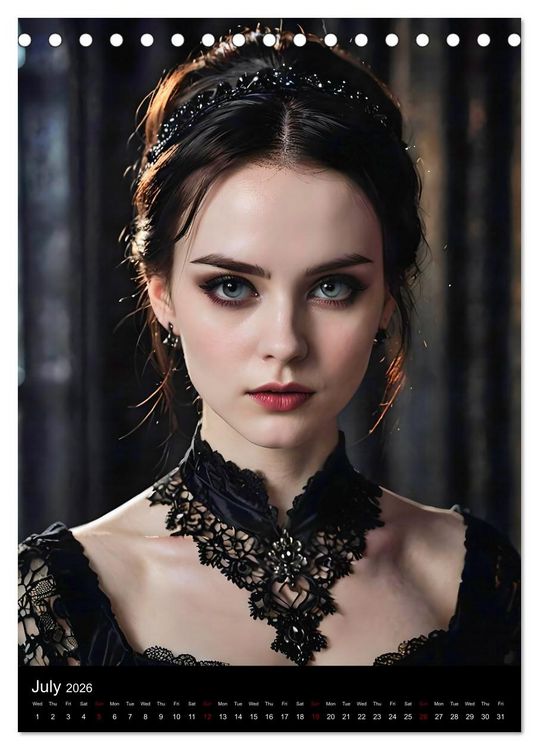 Produktbild: AI Gothic world - Mystical beauties of the night (Desk Calendar 2026 DIN A5 portrait), CALVENDO 12 Month DeskCalendar