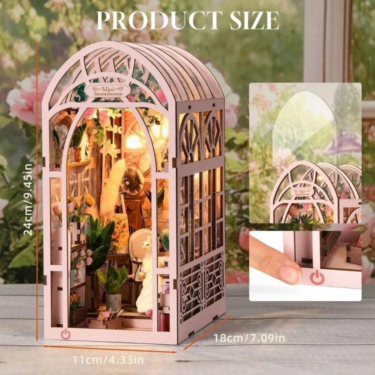Produktbild: FiguredArt YM06 - DIY Book Nook, Mini Gew&auml;chshaus, Puzzle 167 Teile, Miniatur-Diorama