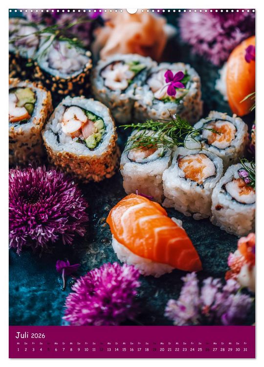 Produktbild: Sushi Kalender - Japanisches Essen f&uuml;r Sushi Liebhaber (hochwertiger Premium Wandkalender 2026 DIN A2 hoch), Kunstdruck in Hochglanz