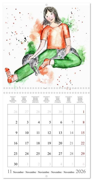 Produktbild: My faithful companions - Watercolours of a love for cats (Wall Calendar 2026 12 &times; 12 Inch) CALVENDO 12 Month Wall Calendar