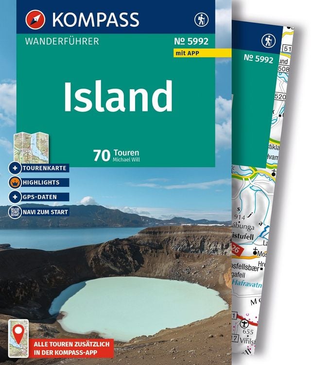 Produktbild: KOMPASS Wanderf&uuml;hrer Island, 70 Touren mit Extra-Tourenkarte