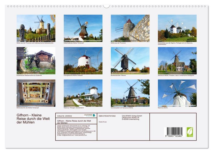 Produktbild: Gifhorn - Kleine Reise durch die Welt der M&uuml;hlen (Wandkalender 2026 DIN A2 quer), CALVENDO Monatskalender
