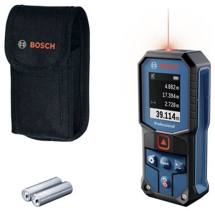 Produktbild: Laser-Entfernungsmesser GLM 40-31 0601075000 Typ GLM 40-31 Opt. A Lieferumfang 2x 1,5V LR6 Batterie (AA), Tasche Messber