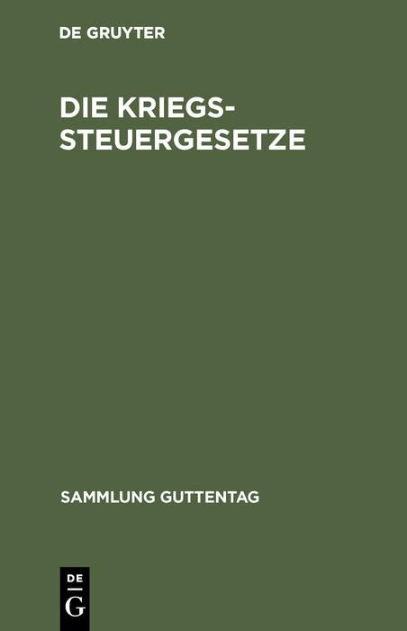 Produktbild: Die Kriegssteuergesetze