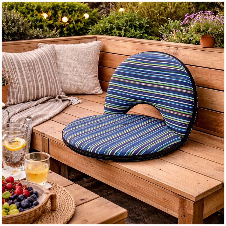 Produktbild: HTI-Living Bodensessel Rund Gestreift Blau Gr&uuml;n Verstellbar Indoor Outdoor bis 150 kg