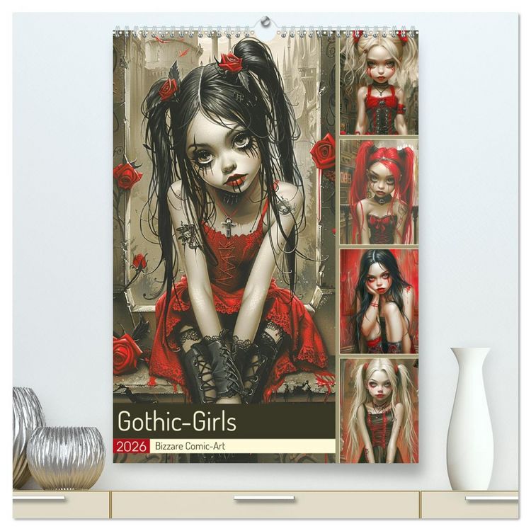 Produktbild: Gothic-Girls. Bizzare Comic-Art (hochwertiger Premium Wandkalender 2026 DIN A2 hoch), Kunstdruck in Hochglanz
