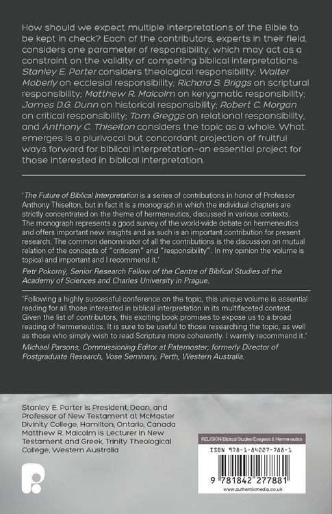 Produktbild: The Future of Biblical Interpretation
