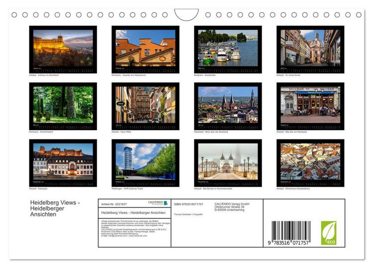 Produktbild: Heidelberg Views - Heidelberger Ansichten (Wandkalender 2026 DIN A4 quer), CALVENDO Monatskalender