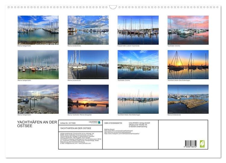 Produktbild: YACHTH&Auml;FEN AN DER OSTSEE (Wandkalender 2027 DIN A2 quer), CALVENDO Monatskalender