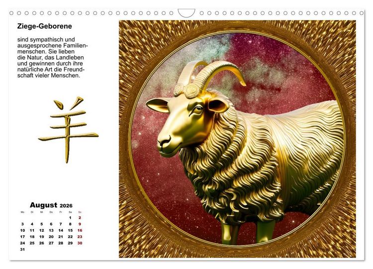 Produktbild: Chinesische Sternzeichen (Wandkalender 2026 DIN A3 quer), CALVENDO Monatskalender
