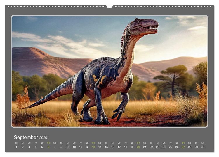 Produktbild: Riesenechsen der Urzeit (hochwertiger Premium Wandkalender 2026 DIN A2 quer), Kunstdruck in Hochglanz