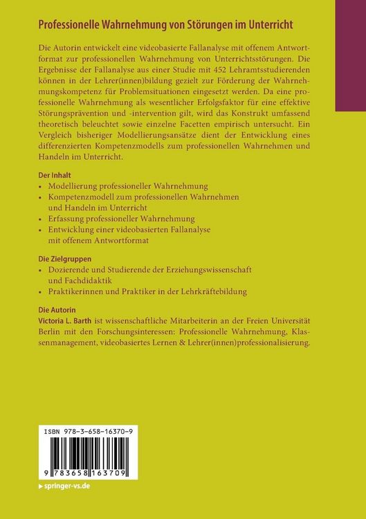 Produktbild: Professionelle Wahrnehmung von St&ouml;rungen im Unterricht