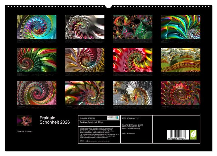 Produktbild: Fraktale Sch&ouml;nheit 2026 (hochwertiger Premium Wandkalender 2026 DIN A2 quer), Kunstdruck in Hochglanz