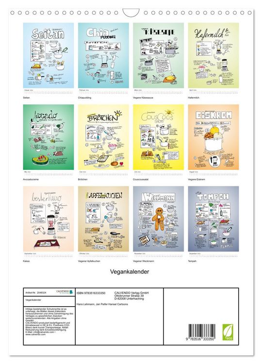Produktbild: Vegankalender (Wandkalender 2026 DIN A3 hoch), CALVENDO Monatskalender
