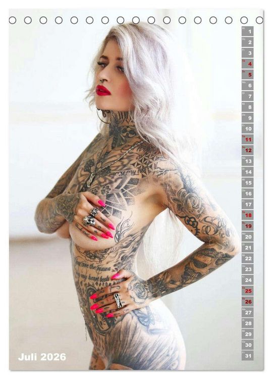 Produktbild: Beauty Tattoo Girls (Tischkalender 2026 DIN A5 hoch), CALVENDO Monatskalender