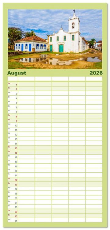 Produktbild: Familienplaner 2026 - Brasilien - Das einzigartige Land in S&uuml;damerika. mit 5 Spalten (Wandkalender, 21 x 45 cm) CALVENDO
