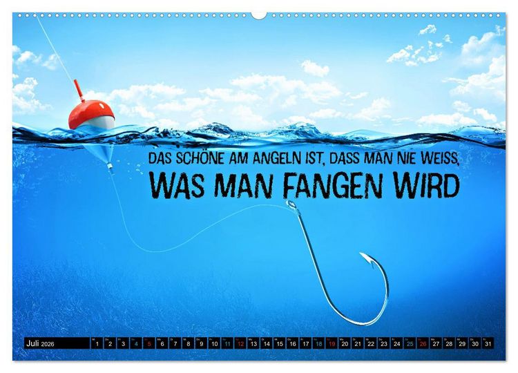 Produktbild: Angeln - Impressionen mit coolen Spr&uuml;chen (hochwertiger Premium Wandkalender 2026 DIN A2 quer), Kunstdruck in Hochglanz