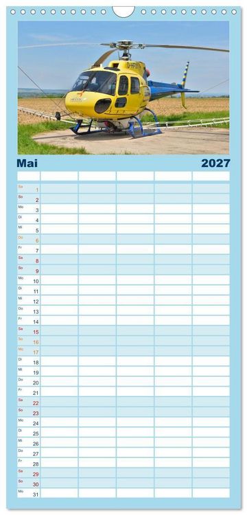 Produktbild: Familienplaner 2027 - Die beeindruckende Welt der Hubschrauber mit 5 Spalten (Wandkalender, 21 x 45 cm) CALVENDO