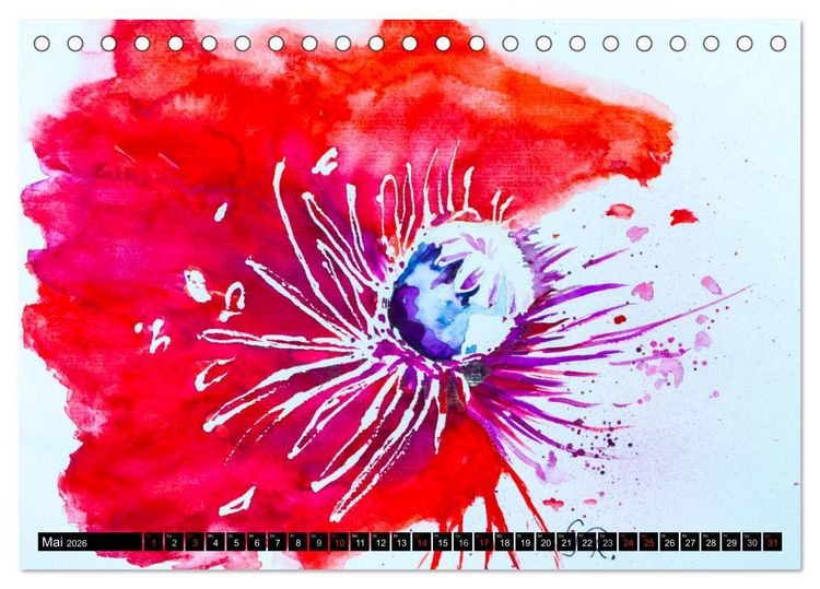 Produktbild: Blumenjahr - Bunte Bl&uuml;ten in Aquarell (Tischkalender 2026 DIN A5 quer), CALVENDO Monatskalender