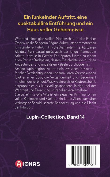 Produktbild: Ars&egrave;ne Lupin und die geheimnisvolle Villa. Detektivroman. Maurice Leblanc