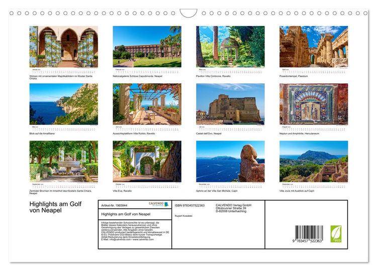 Produktbild: Highlights am Golf von Neapel (Wandkalender 2026 DIN A3 quer), CALVENDO Monatskalender