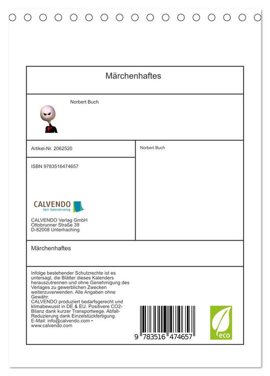 Produktbild: M&auml;rchenhaftes (Tischkalender 2026 DIN A5 hoch), CALVENDO Monatskalender