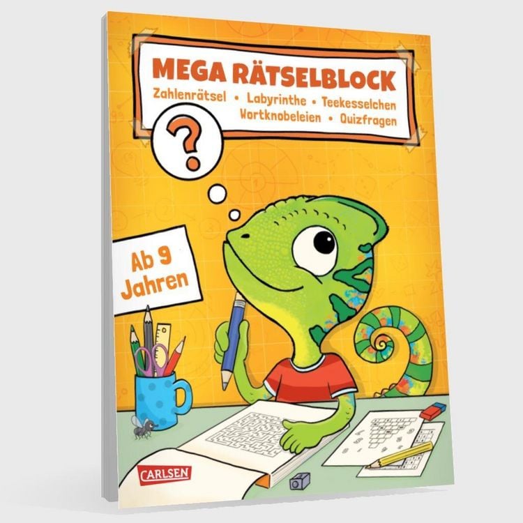 Produktbild: R&auml;tseln f&uuml;r Kinder ab 8: Mega R&auml;tselblock - Zahlenr&auml;tsel, Labyrinthe, Teekesselchen, Wortknobeleien, Quizfragen