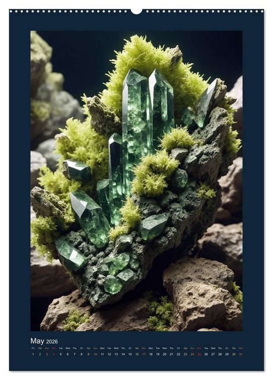 Produktbild: Fantastic Minerals - Mysterious Treasures (High Quality Premium Wall Calendar 2026 DIN A2 portrait),CALVENDO 12 Month Wall Calendar